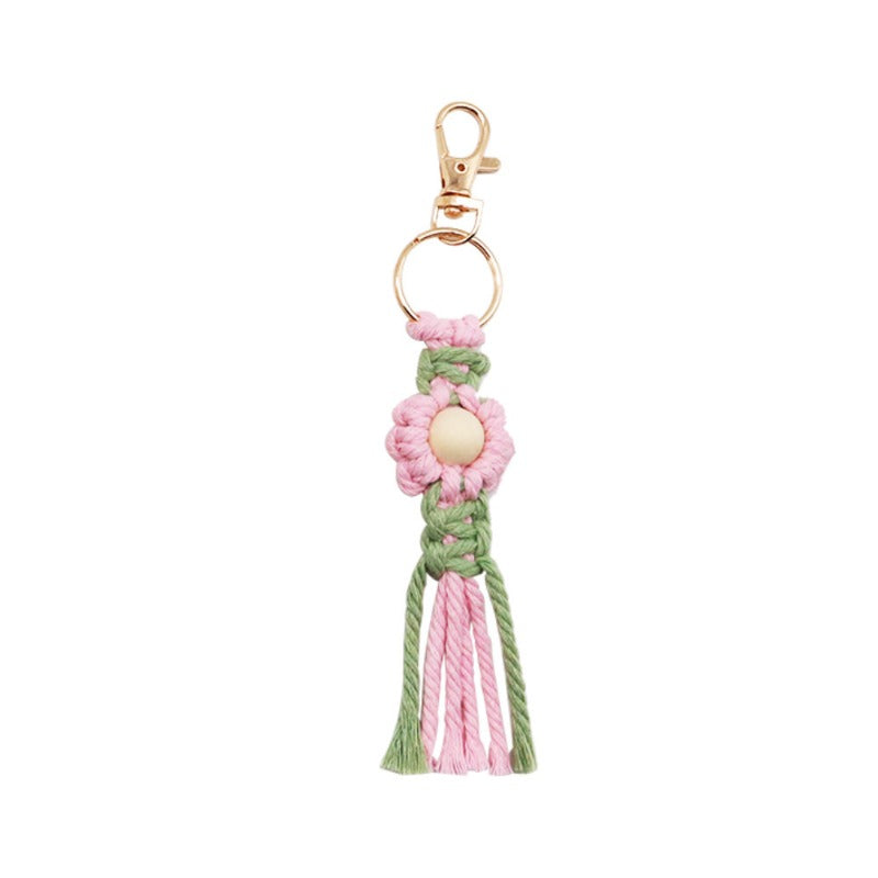 Wholesale Creative Flower Cotton Rope Hand Woven Keychains